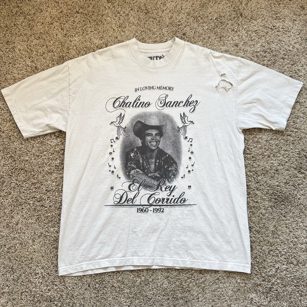 Vintage Style Chalino Sanchez Tribute Cream/Beige Sacred T-Shirt Size XL